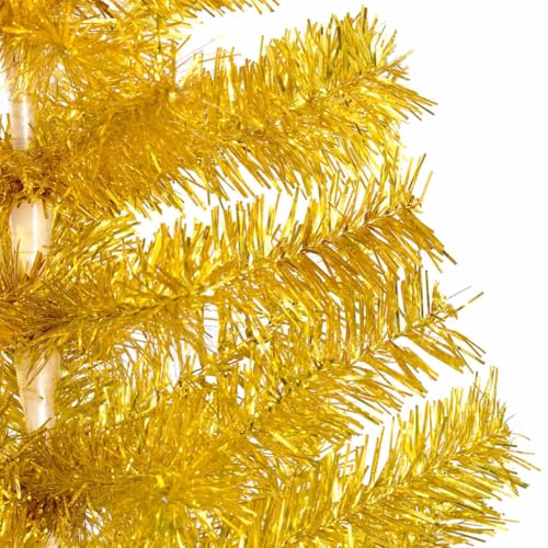 vidaXL goldener künstlicher Weihnachtsbaum mit LEDs & Kugeln - 6