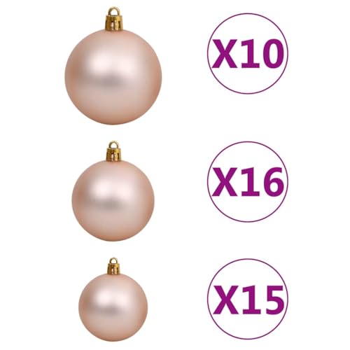 vidaXL goldener künstlicher Weihnachtsbaum mit LEDs & Kugeln - 7
