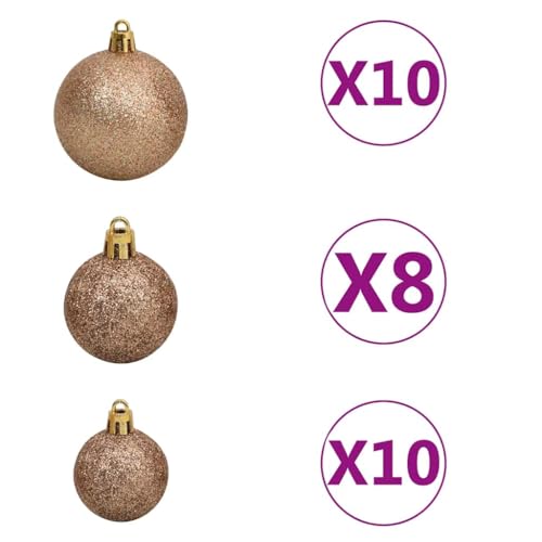 vidaXL goldener künstlicher Weihnachtsbaum mit LEDs & Kugeln - 9