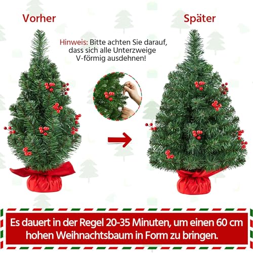 Yaheetech Mini-Weihnachtsbaum 60 cm - 5