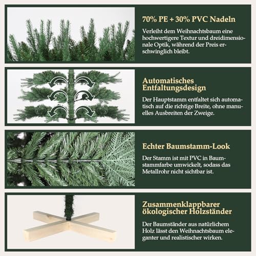 Salcar Weihnachtsbaum künstlich mit Holzständer aus PE Spritzguss & PVC - 4