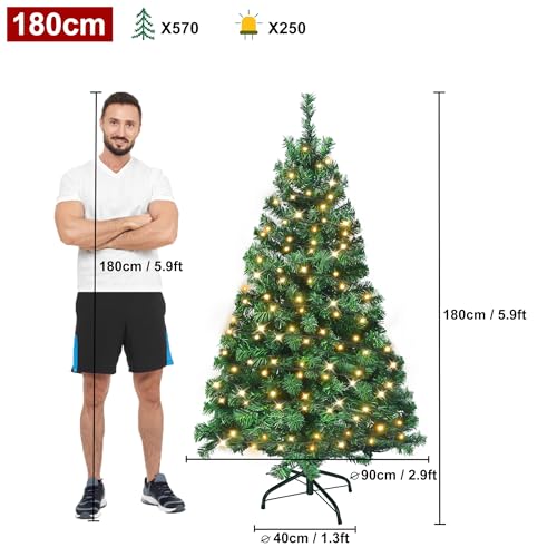 Aufun künstlicher Weihnachtsbaum mit Beleuchtung 250 LED warm-weiß - 2