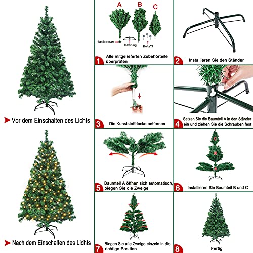 Aufun künstlicher Weihnachtsbaum mit Beleuchtung 250 LED warm-weiß - 7