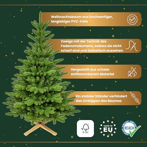 TreesHouse künstliche Nordmanntanne 150 cm mit Holzständer - 3