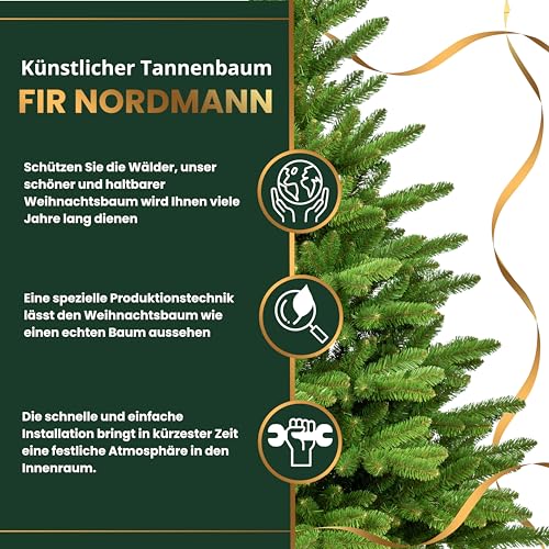 TreesHouse künstliche Nordmanntanne 150 cm mit Holzständer - 6