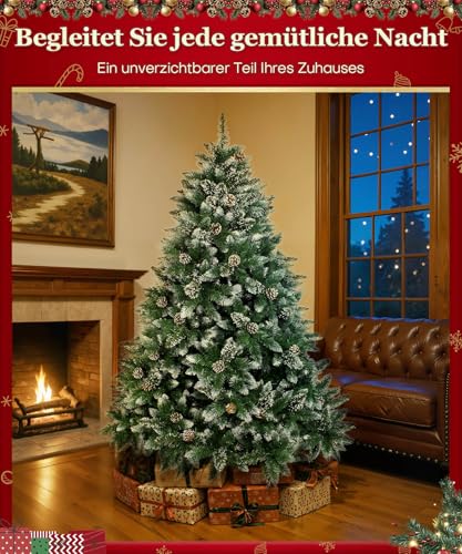Yorbay künstlicher Weihnachtsbaum mit Schnee & Ständer - 7