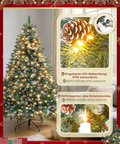 Yorbay künstlicher Weihnachtsbaum mit Beleuchtung und weißem Schnee - 4