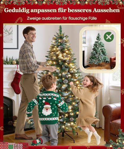 Yorbay künstlicher Weihnachtsbaum mit Beleuchtung und weißem Schnee - 6