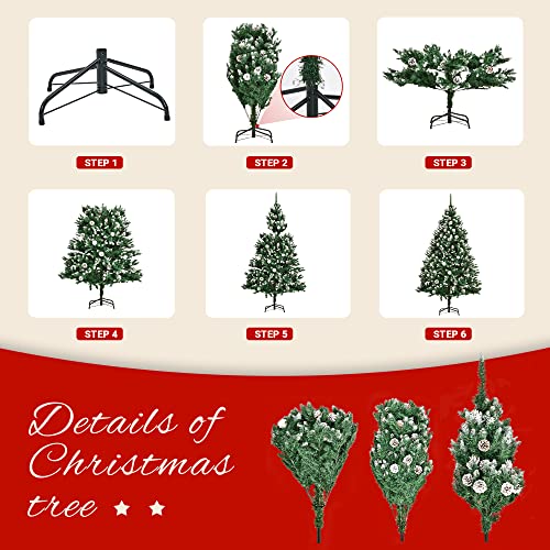 Gigalumi künstlicher Weihnachtsbaum mit Schnee-Effekt und Tannenzapfen - 5