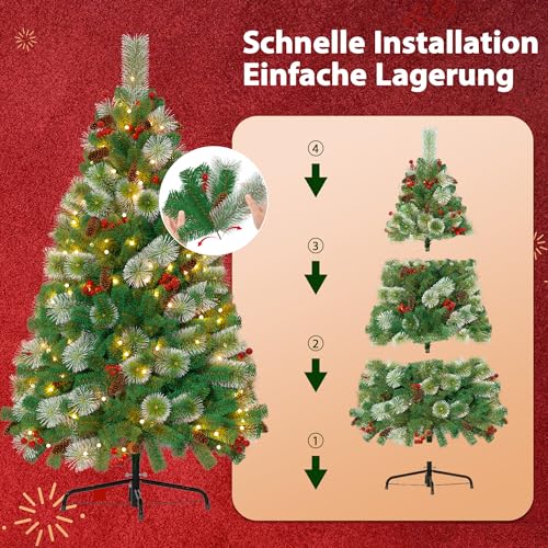 Hengmei geschmückter Weihnachtsbaum mit Beleuchtung & Zapfen - 5