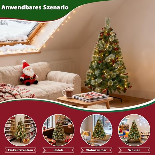 Hengmei geschmückter Weihnachtsbaum mit Beleuchtung & Zapfen - 8