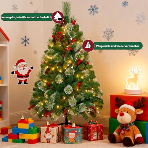 Hengmei geschmückter Weihnachtsbaum mit Beleuchtung & Zapfen - 9