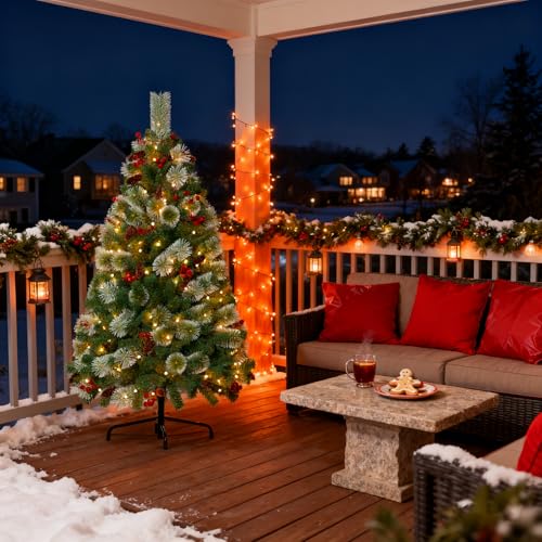 Hengmei geschmückter Weihnachtsbaum mit Beleuchtung & Zapfen - 2