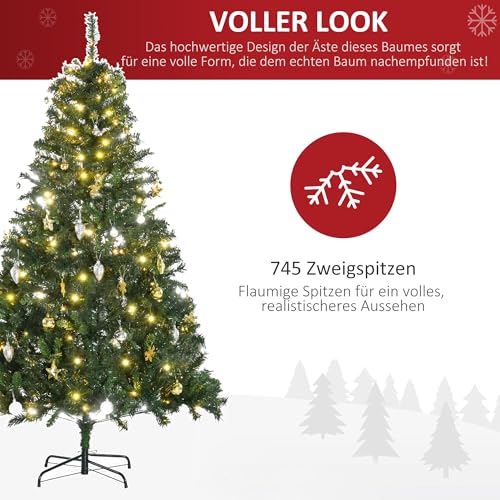 Homcom geschmückter Weihnachtsbaum mit Deko und 200 LEDs - 3