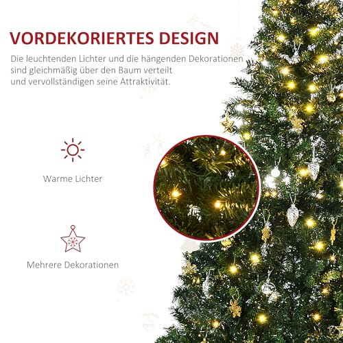 Homcom geschmückter Weihnachtsbaum mit Deko und 200 LEDs - 4