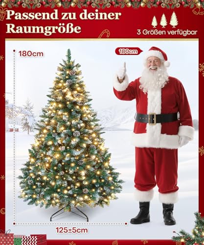 Yorbay künstlicher Weihnachtsbaum mit Beleuchtung und weißem Schnee - 2