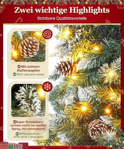 Yorbay künstlicher Weihnachtsbaum mit Beleuchtung und weißem Schnee - 3