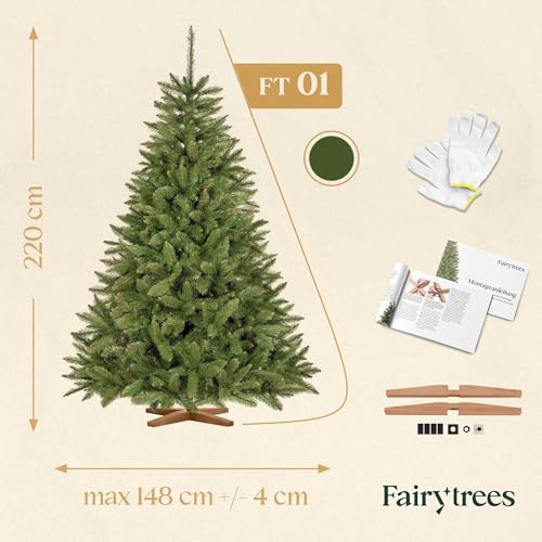 FairyTrees künstliche Fichte mit Christbaum Holzständer - 7