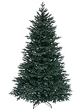 RS Trade HXT 1418 künstlicher PE Spritzguss Weihnachtsbaum 210 cm (Ø ca. 132 cm) mit ca. 4850 Spitzen, schwer entflammbarer Tannenbaum mit Schnellaufbau Klappsysem, inkl. Metall Christbaum Ständer