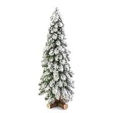 artplants.de Mini Tannenbaum Montreal, Kunst Schnee, 90cm, Ø 35cm - Künstlicher Weihnachtsbaum weiß