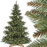 FairyTrees künstlicher Weihnachtsbaum NORDMANNTANNE, grüner Stamm, Material PVC, inkl. Holzständer, 220cm, FT14-220