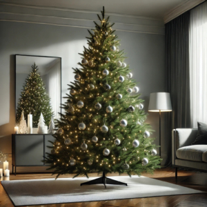 Ein künstlicher Weihnachtsbaum von Black Box Trees passt sich dem Umfeld optimal an.