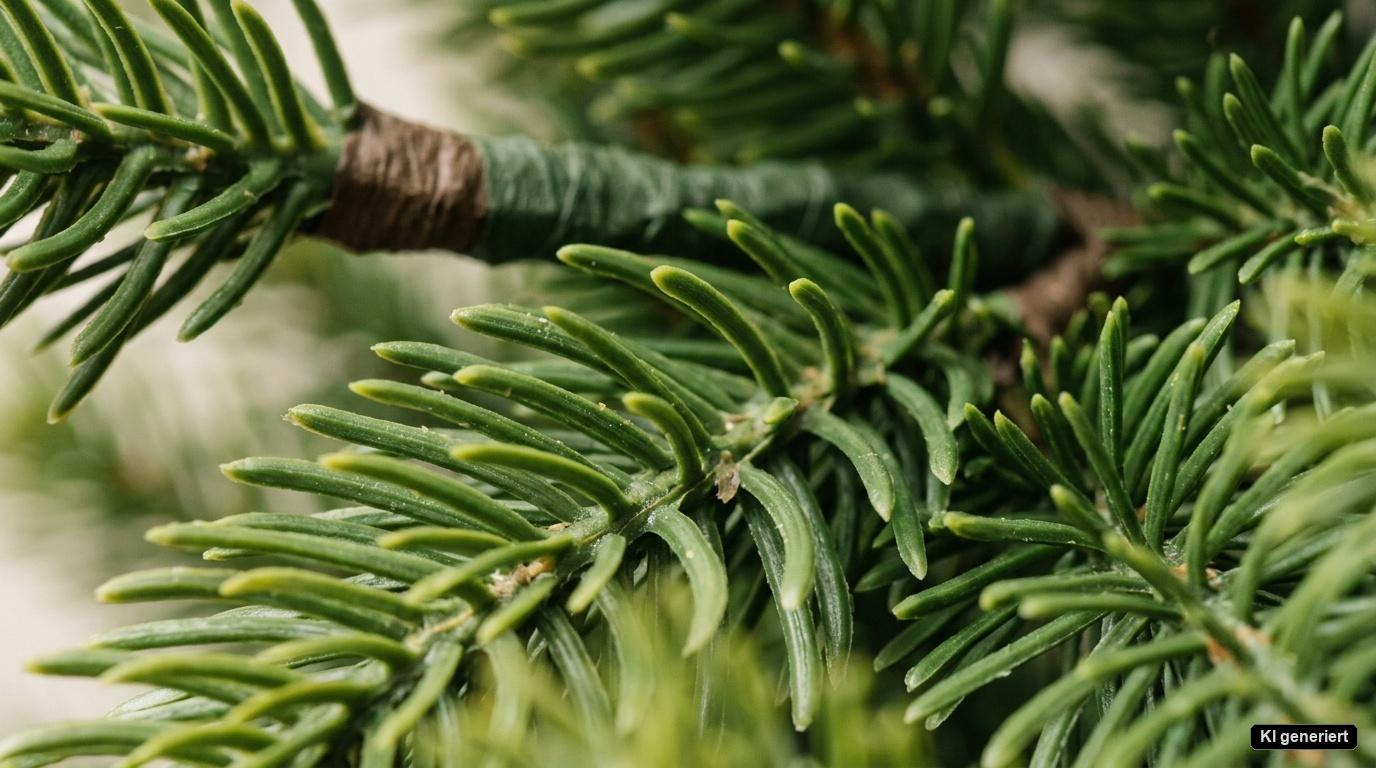 Detailaufnahme von dichten Spritzguss-Nadeln aus PE an einem künstlichen Weihnachtsbaum in 240 cm Höhe. Detailaufnahme von dichten Spritzguss-Nadeln aus PE an einem künstlichen Weihnachtsbaum in 240 cm Höhe.