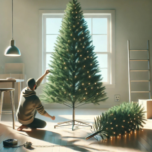 Die meisten künstlichen Weihnachtsbäume lassen sich binnen weniger Minuten ausarbeiten.