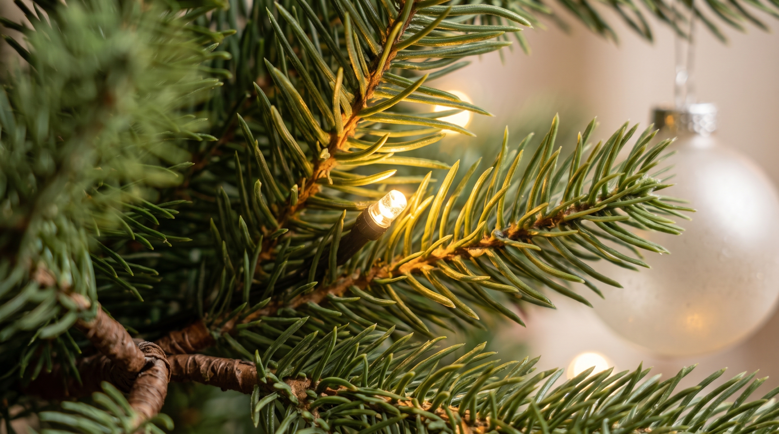 Naturgetreuer PE-Spritzguss-Nadeln eines künstlichen Tannenbaums mit integrierter warmweißer LED-Diode